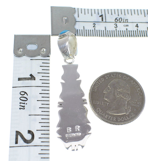 Turquoise Inlay Sterling Silver Southwest Pendant EX56463